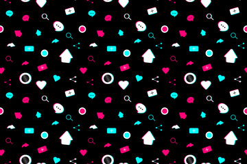 Wall Mural - seamless pattern with social media signs. background for fabric, wrapping, wallpaper, social media. 