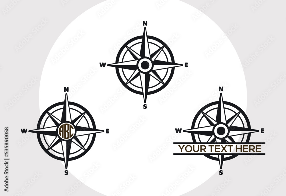 Vetor Compass SVG Cut File, Nautical Compass Svg, Mountain Compass Svg ...