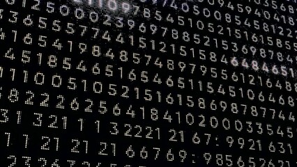 Wall Mural - numerical code in matrix computer program. motion. glowing numbers in program code stream. highlight