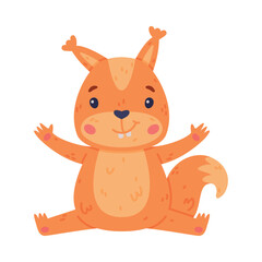 Poster - Funny Squirrel Character with Bushy Tail Sitting with Open Paws Vector Illustration