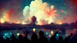 Art illustration of colorful fireworks on a New Year Eve