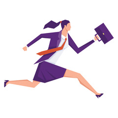 Sticker - businesswoman running with portfolio