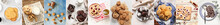 Collage Of Tasty Cookies On Table, Top View