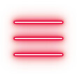 Neon red centre align icon, glowing menu icon on transparent background