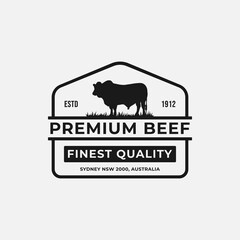 Wall Mural - Best Premium Beef Logo Vector or Premium Beef Label Isolated. Cattle logo template in trendy style. Suitable for many purposes about Cow or cattle. Beef stamp or label text Prime Beef Natural Meat.