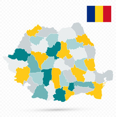 Wall Mural - Romania Map on transparent background