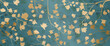 Art background with flowers and leaves on a tree branch in gold color. Vector botanical pattern for decoration design, print, wallpaper, textile, packaging, banner.
