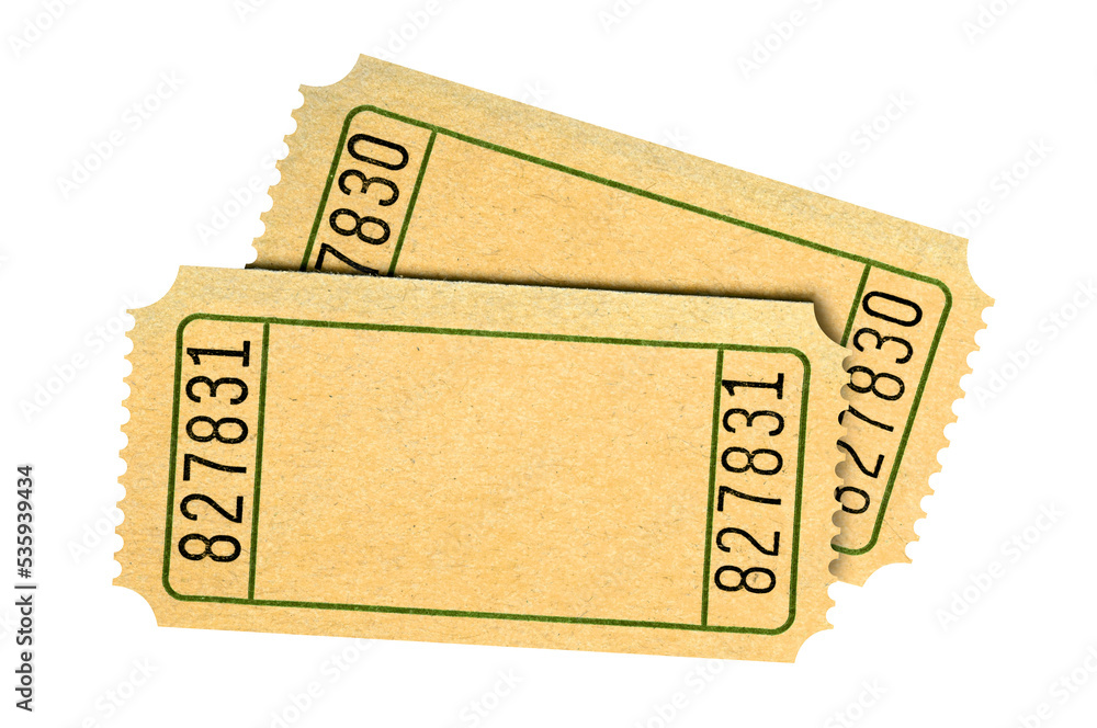 Pair blank old movie or raffle tickets photo transparent background ...