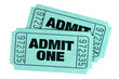 Two green admit one movie tickets isolated transparent background photo PNG file