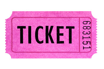 Wall Mural - Pink cinema ticket one single flat photo transparent background isolated PNG file