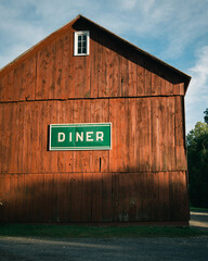 Wall Mural - Red barn with diner sign, Chatham, New York