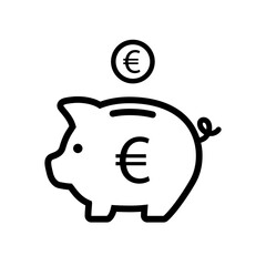 Wall Mural - Piggy bank with euro coin