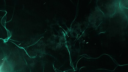 Wall Mural - Particle background animation, Futuristic mysterious flowing digital particles wave de-focus virtual reality abstract cyber space environment background. 