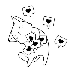 outline cat cartoon