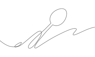 Wall Mural - Continuous line drawing of spoon, object one line, single line art, illustration vector