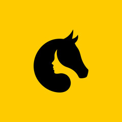 horse woman logo vector graphic design