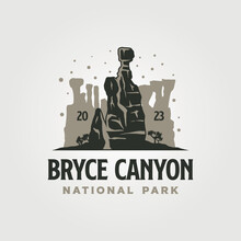 Bryce Canyon Vintage Vector Symbol Illustration Design, Queens Garden Symbol