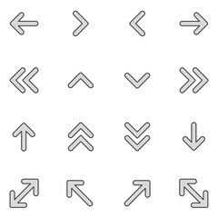 Wall Mural - Arrows Filled Line Icon Set Vector