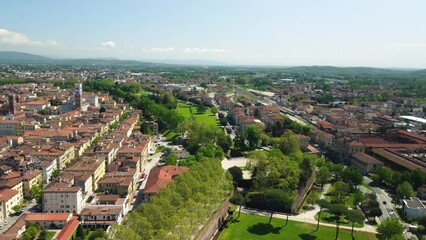 Sticker - Aerial view of Lucca cityscape in spring season, Tuscany - Italy