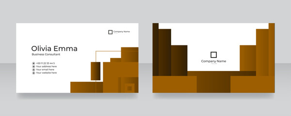 Wall Mural - Brown creative and clean corporate business card template. Vector illustration. Stationery design