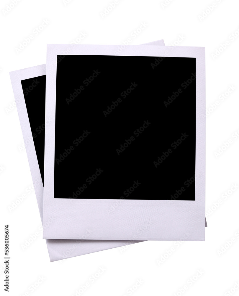 Two polaroid style instant camera print picture frame isolated transparent background photo PNG file