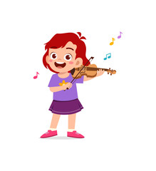 Wall Mural - little kid play violin and feel happy