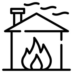 Sticker - An outline icon of home fire