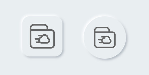 Cloud storage line icon in neomorphic design style. Network database signs vector illustration.