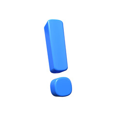 blue exclamation mark. 3d rendering