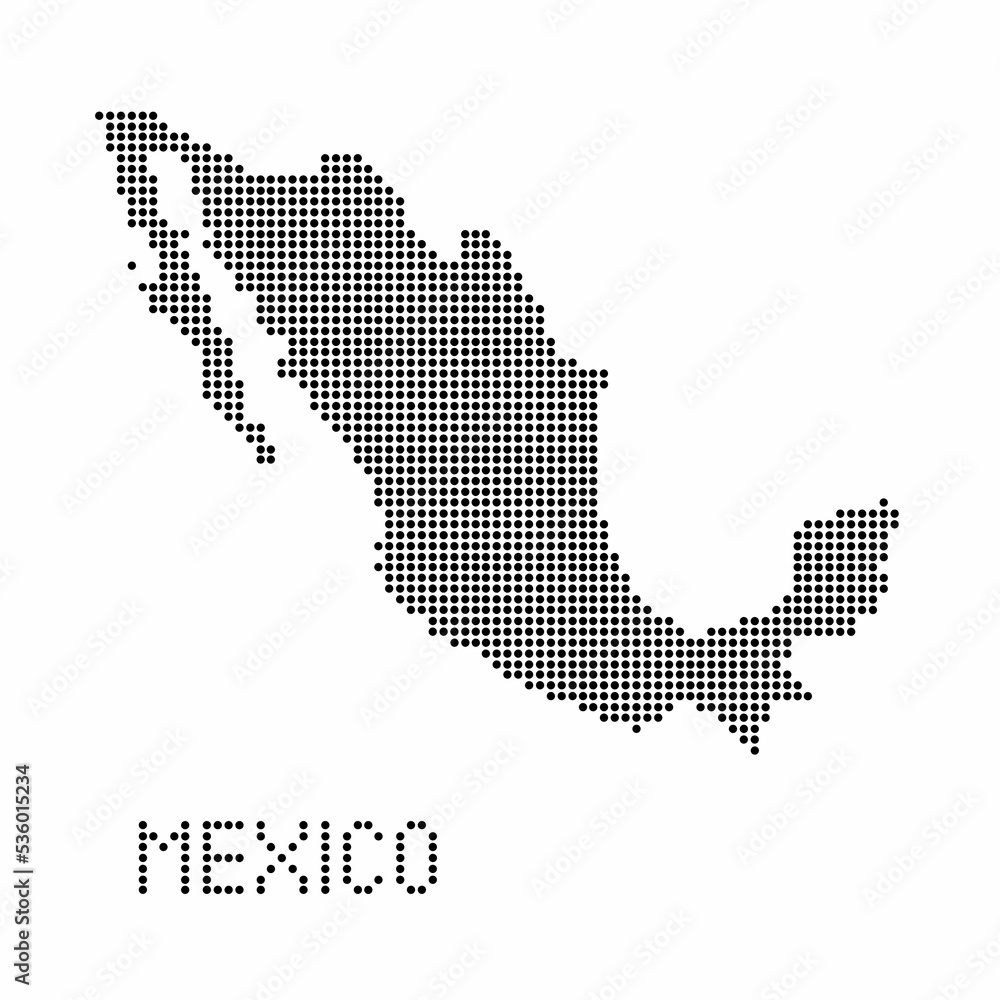 Mexici map with grunge texture in dot style. Abstract vector ...