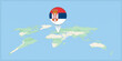 Location of Serbia on the world map, marked with Serbia flag pin.