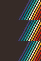 Wall Mural - abstract christmas tree shape retro colors stripes on dark background.