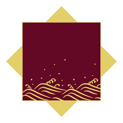 Wall Mural - Japanese frame illustration with wave pattern 