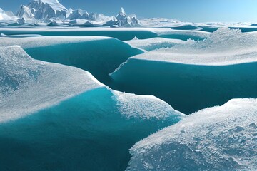 Wall Mural - huge high glaciers in winter natural conditions, the sea in ice, snow and blizzards. arctic winter s