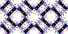 Retro Geometric Pixel Pattern. Playful Fun Kaleidoscopic Pink Wallpaper. Colorful Summer Vintage Geo Dot Mosaic For Seamless Texture Background. 