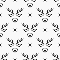 Canvas Print - Winter reindeers line seamless pattern.