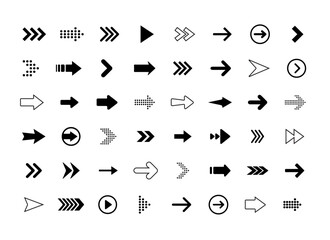 Leinwandbilder - Big set of vector flat arrows isolated on white background. Collection of app sign elements. Collection of concept arrows for web design, mobile apps, interface and more. Flat vector.