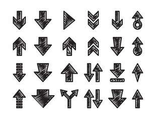 Leinwandbilder - Infographic elements on isolation background. Collection of arrows on white. Highlighters for design. Line art. Set of different signs. Abstract symbols. Doodles for work. 10 EPS.