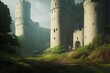 Medieval Castle in Green Scenery - Digital Art, 3D Render, Concept Art