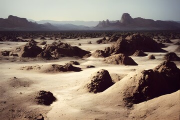 Wall Mural - Mysterious mounds. Ancient burial sites? Or the results of mining or archeological excavation. 