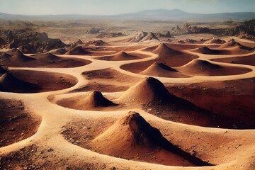 Wall Mural - Mysterious mounds. Ancient burial sites? Or the results of mining or archeological excavation. 