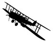 Silhouette mit einem Doppeldeckerflugzeug von 1915