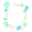 Golden geometric frame with blue gem stones