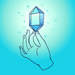 Hand holding magical gem stone