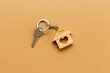 Real estate concept with house shaped keychain and keys