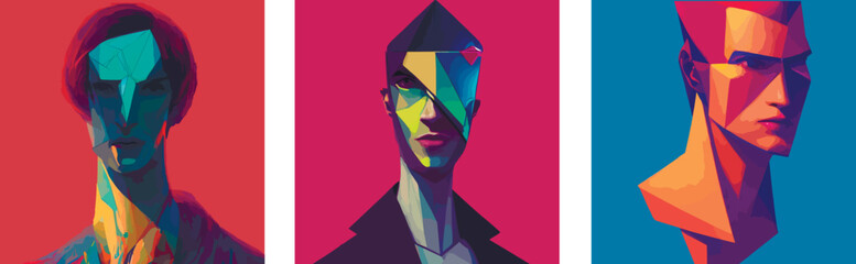 a post - minimalism portrait of a magical triangle glass head. 3d illustration