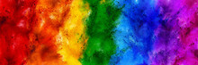 Colorful Rainbow Holi Paint Color Powder Explosion Wide Panorama Banner Background. Peace Rgb Beautiful Party Concept