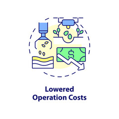 Sticker - Lowered operation costs concept icon. Smart farming advantage abstract idea thin line illustration. Isolated outline drawing