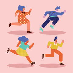 Canvas Print - persons running four characters