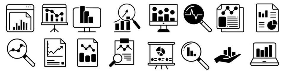 Wall Mural - data analysis icon vector set. profit graph illustration sign collection. data science symbol or log